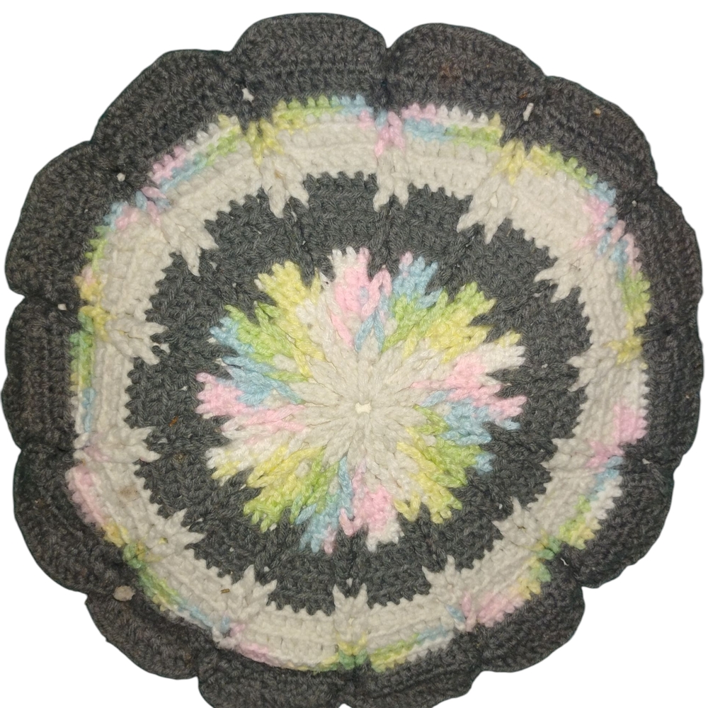 Handmade Multicolor Crochet Round Pillow